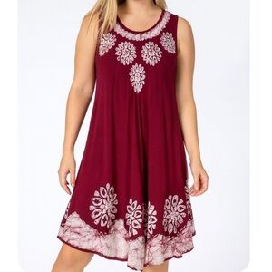 ASHA brand dress asymmetrical loose fitting dress maroon embroidered SZ LG